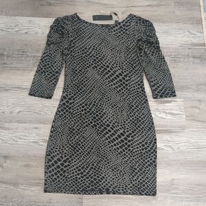 Esprit Black and  Gray Patterned Long Sleeve Dress M